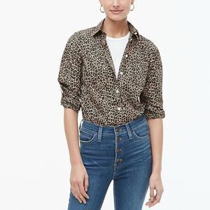 NWOT J.Crew Factory Women's Button Front Leopard Print Shirt Signature Fit Sz XS